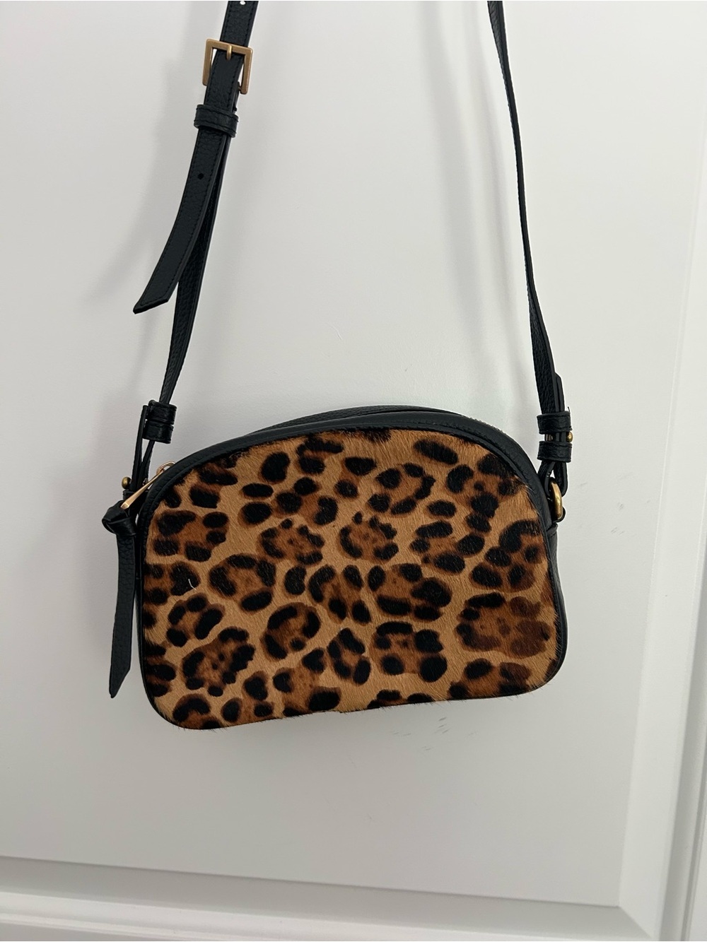 J.Crew Devon hair calf camera bag with detachable strap leopard cross body bag - Picture 2 of 6